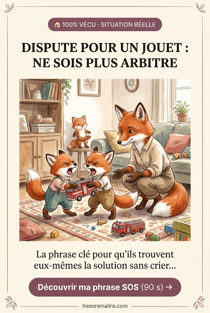 Épingle TrésorsMalins : Dispute pour un jouet, la phrase en 5 mots qui évite de faire l'arbitre (Robin 5 ans et Tom 3 ans)
