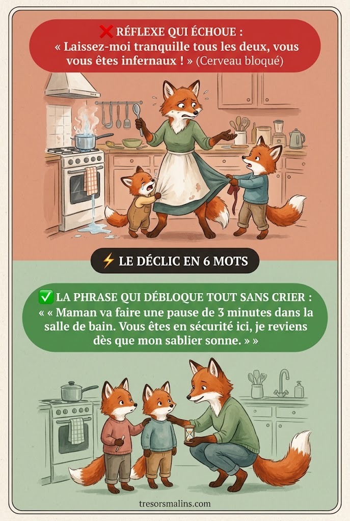 Épingle TrésorsMalins : Maman au bout du rouleau à 19h, la micro-soupape de 5 min (Claire, maman de 2 enfants)