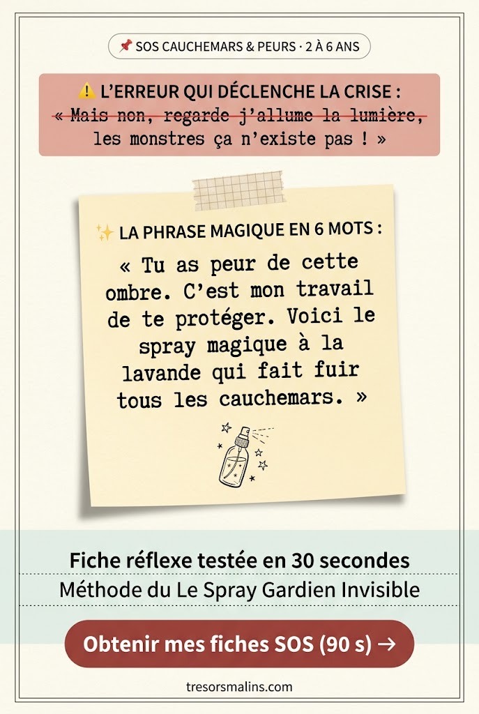 Épingle TrésorsMalins : Peur du noir et monstres sous le lit à 4 ans, la phrase rassurante (Louis, 4 ans)
